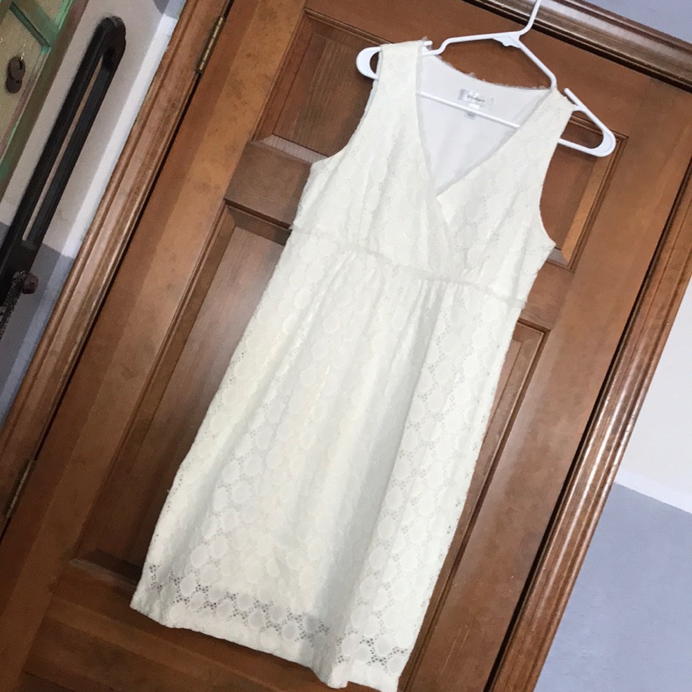White knee length dress